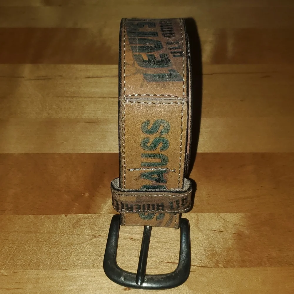 Levi's Brown Leather Belt with Red and Blue Panel Logos